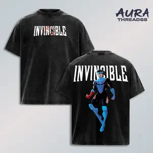 Invincible – Mark Grayson Washed T-Shirt, Superhero Comic Graphic Tee, Vintage Oversized Heavyweight Cotton Streetwear For Fans