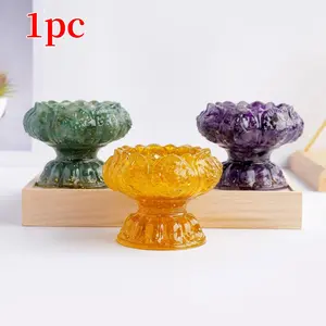 Natural Crystal Stone Floral Base Decoration Piece, Unique Handmade Home Decor Sculpture, Perfect Indoor Gift for Spring Decoration