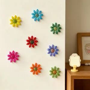 8-Piece Vintage Metal 3D Floral Wall Decor Set, Colorful Iron Art Sculpture, Indoor Outdoor Decoration, Garden Wedding Weatherproof