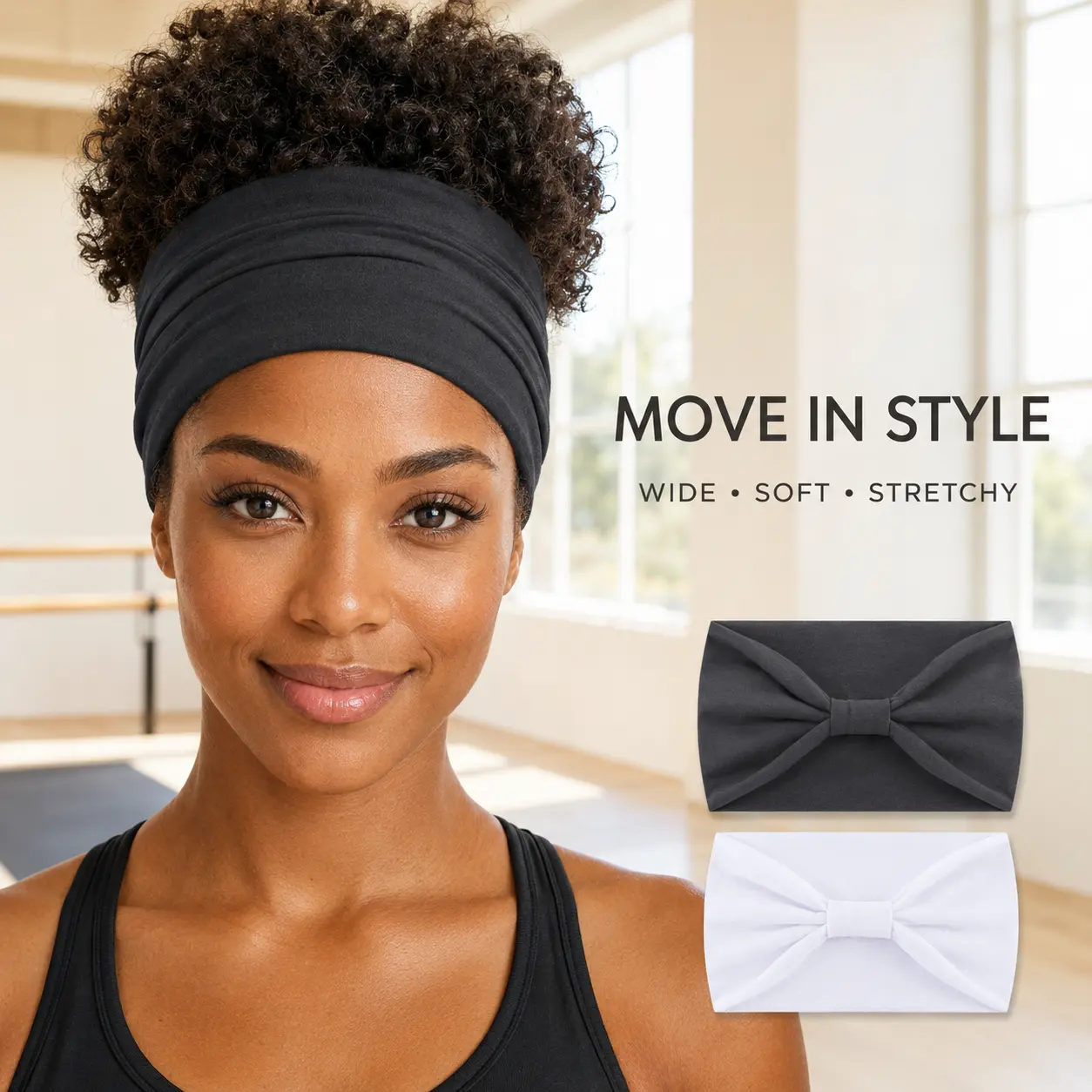 Women’s Wide Workout Headband, Stretchy Bow Knot Hair Wrap for Running, Yoga, Hiking & Outdoor Sports, Soft Non-Slip Style Hair Band for Fitness and Daily Wear