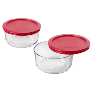 Simply Store 4 Cup Glass Bowl Value Pack, Set of 2 Plastic Round
