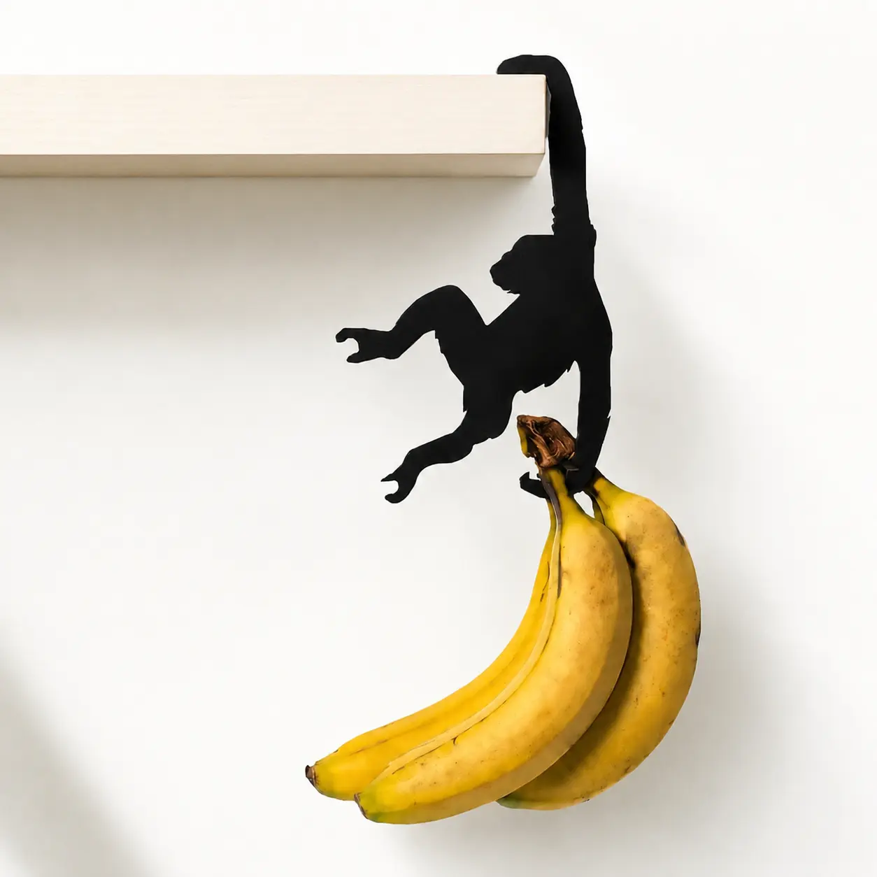 3-Pack Whimsical Gorilla Shape Over Cabinet Hanging Hooks, No-Damage Heavy-Duty Home Organizer Set for Shelf, Decorative Rails