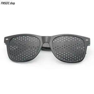 Unisex Black Lightweight Pinhole Glasses for Vision Improvement, Anti-Myopia & Astigmatism Correction Eyewear, Relieves Eye Fatigue & Strabismus, Comfortable Daily Eye Care Glasses for Men & Women