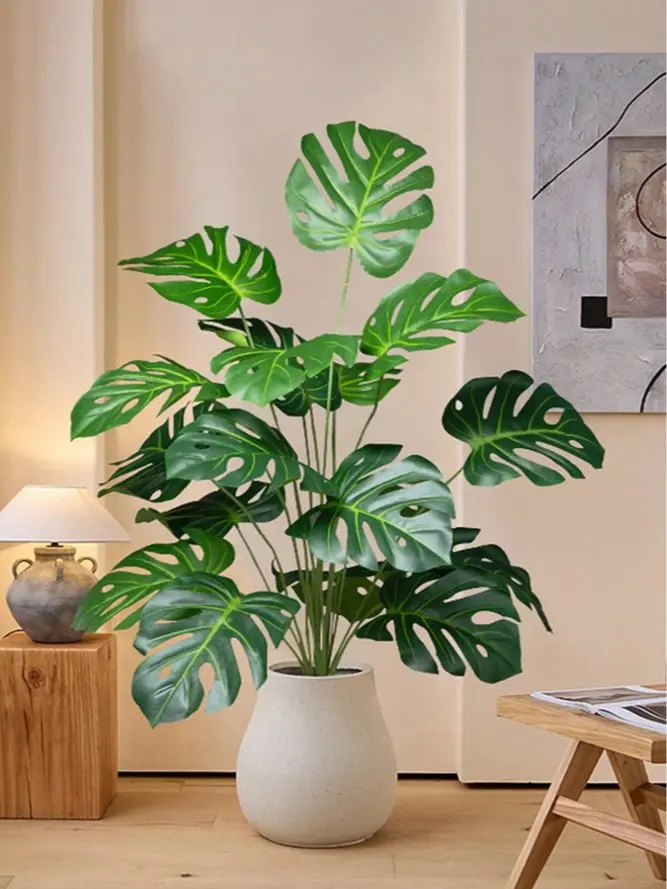 Large Artificial Monstera Palm Plant – Tropical Faux Green Leaf Tree | Realistic Indoor & Outdoor Home, Garden, Party & Wedding Decor (No Pot)