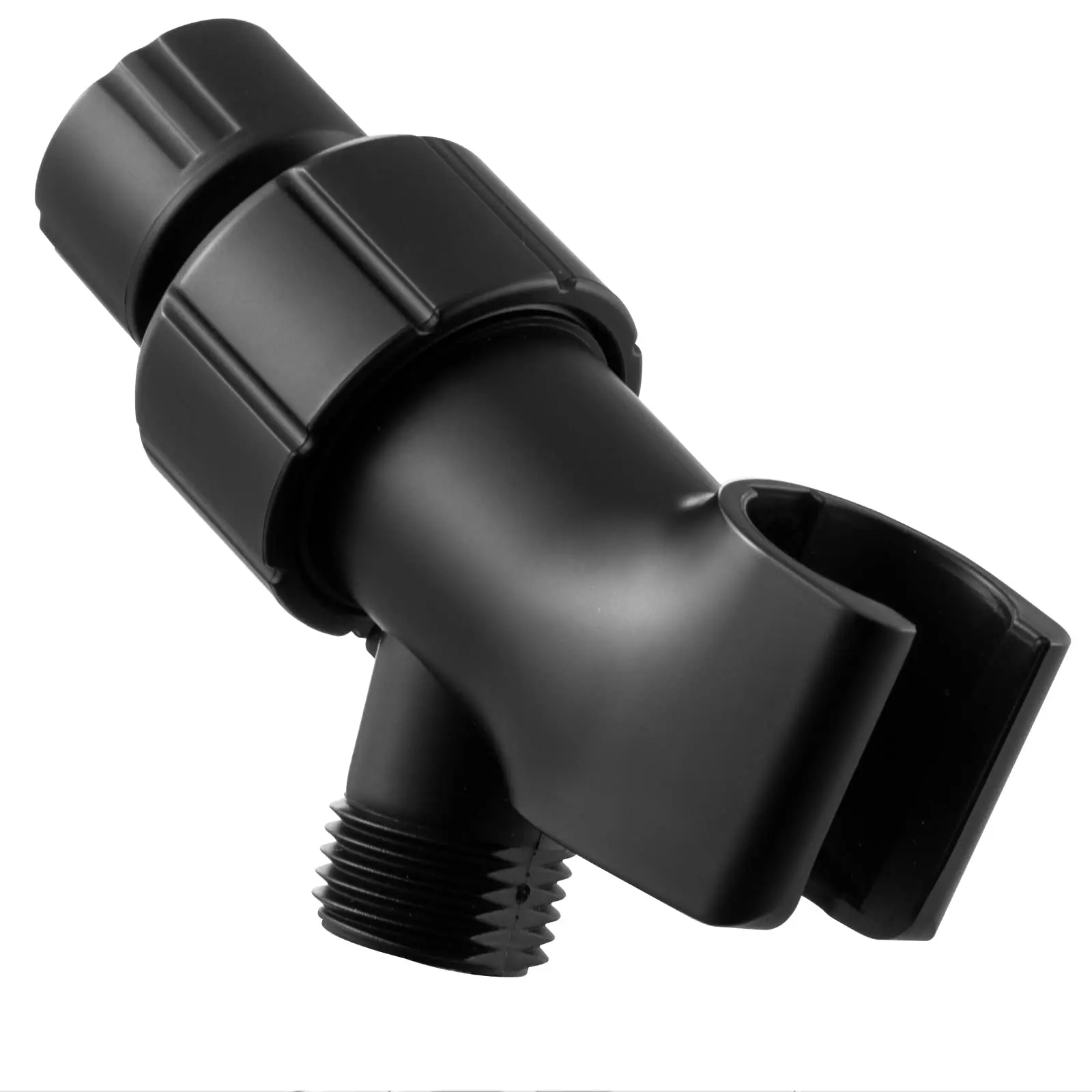 Modern 360° Adjustable Handheld Shower Head Holder Mount Bracket, Universal 1/2" IPS Adjustable Arm Mount, Female Inlet & Male Outlet, Matte Black Bake Paint, Quick DIY Install for DIY Users, Fits Most Hoses, Durable Stylish, 24h Support for Indoor Bath