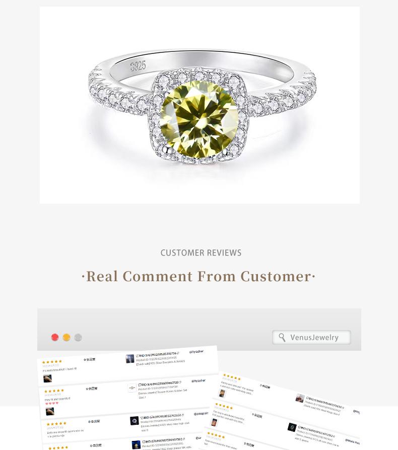 [Venus Jewelry] Synthetic Mossianite 3 CCT Green VVS 1 Solid SIlver Ring Square Halo 925 Silver Ring