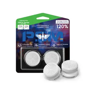 White Aim Thumb Grip Set Analog Stick Cap, Performance Silicone Joystick Cap Covers Accessories, 1 High Rise, 1 Mid Rise, For XboxController Console
