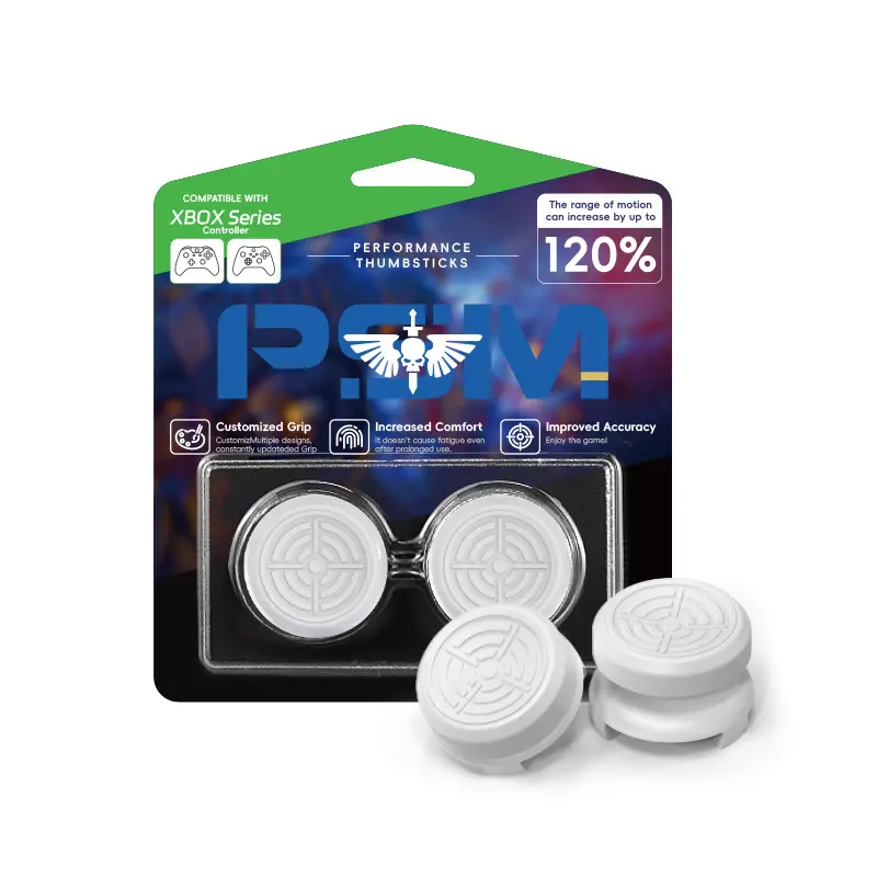 White Aim Performance Silicone Thumb Grip & Joystick Cap Set - 1 High Rise, 1 Mid Rise, Xbox Gamepad Console Accessories for Enhanced Performance & Improved Customized Control