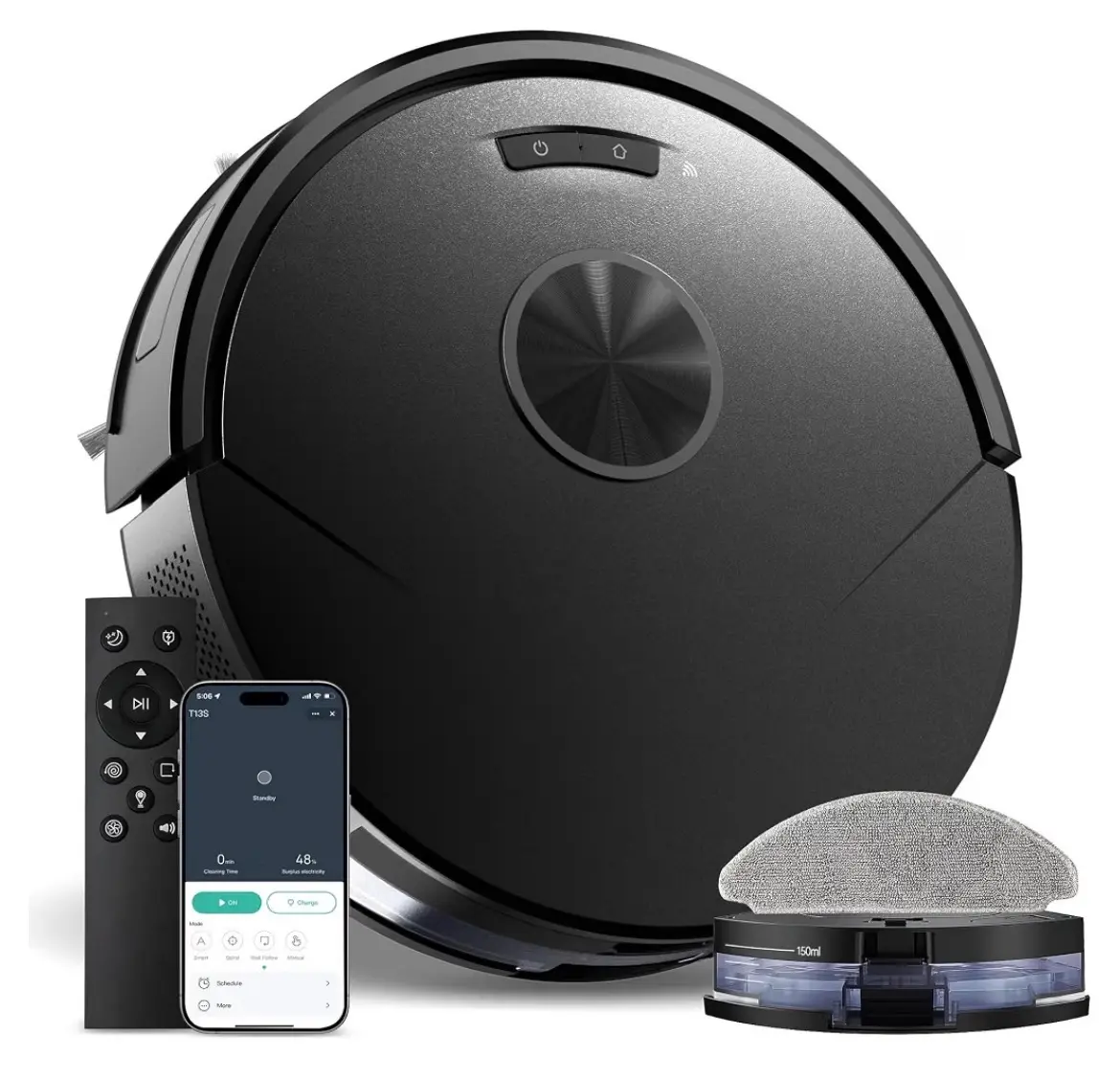 Robot Vacuum and Mop Combo, 8000Pa Strong Suction 2 in 1 Vacuum Robot with Mopping, with Schedule, Wi-Fi/App/Remote, Self-Charging, Slim, Ideal for Hard Floor, Pet Hair, Low-Pile Carpet