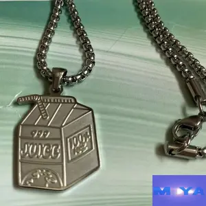 Juice box pendant Necklace,Stainless Steel hiphopNecklace,Hoodie Accessories Fashion Jewelry forcouples,New year gift