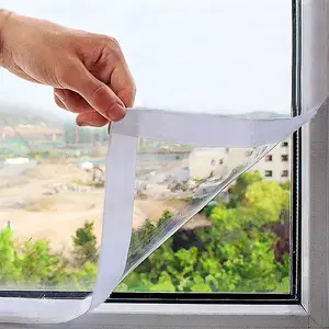 Adjustable Window Insulation Kit 47inX63in(120X160cm) for Winter Keep Cold Out,cuttable Transparent Film 180㎛ Thickness,Easy to Open for Ventilation,Reusable Plastic Window wrap