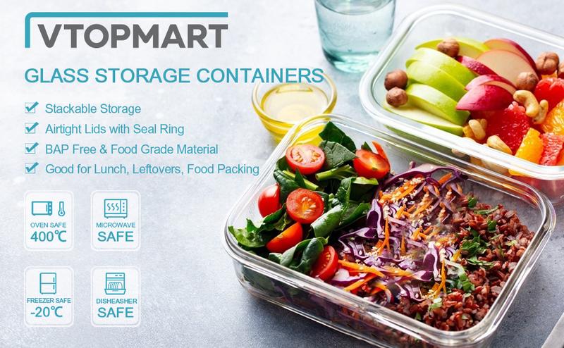 Vtopmart Glass Food Storage Containers with Lids - 8 / 15 / 18 Pack, Airtight Bento Boxes for Leftovers and Picnics #dealsforyoudays Vtopmart Glass Food Storage Containers with Lids - 8 / 15 / 18 Pack, Airtight Bento Boxes for Leftovers and Picnics #dealsforyoudays