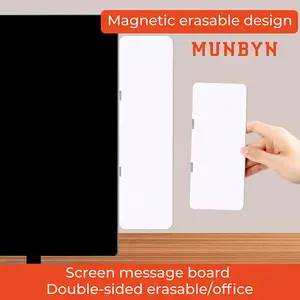 MUNBYN  PVC Computer Message Board, Screen Note Holder with Sticky Notes, Office Monitor Side Memo Pad, Desk Organizer, Includes 3 Pens, Essential Office Supplies