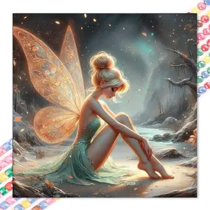 1 set of DIY diamond painting kit, 5D diamond art kit, DIY decoration fairy, wings, forest. Mosaic, diamond art, DIY art home decor.