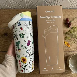 Owala 30oz Insulated Water Bottle with Straw Lid | Leak Proof Stainless Steel Tumbler | Cute Floral Garden Design | Reusable Travel Water Bottle for School Gym Office