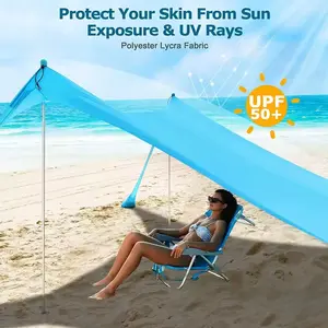 Beach tent - portable sunshade canopy - outdoor sunshade tent with sandbags - sunshade tent in portable one-piece form - available in stock