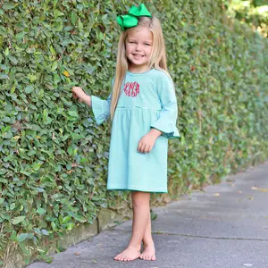 Green Stripe Sophia Dress - Soft Knit Girls 3/4 Sleeve Outfit