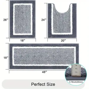 [Non Slip] Bathroom Rug Set 3pcs | Non Slip Absorbent Microfiber | Bath Mats for Bathroom Sets | Washable Shaggy Bath Rugs and U-Shaped Toilet Mat for Bath Floor Blue fashion mixed color