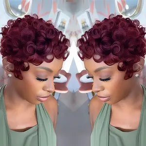 Pixie Cut Wig for Black Women Short Bomb Curly Wigs Natural Black Layered Design Stylish Versatile Look Ideal for Trendy Modern Appearance