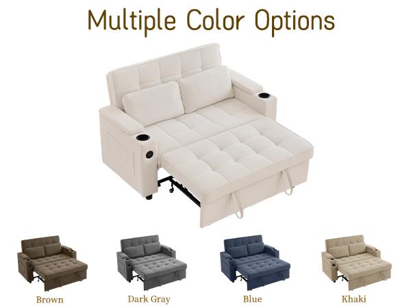Korser 55.5-Inch 3-in-1 Convertible Chenille Sofa Bed, Pull-Out Double Couch With 5-Position Adjustable Backrest & Cup Holders, Ideal For Small Apartments & Living Room Korser 55.5-Inch 3-in-1 Convertible Chenille Sofa Bed, Pull-Out Double Couch With 5-Position Adjustable Backrest & Cup Holders, Ideal For Small Apartments & Living Room