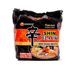 Nongshim Premium Noodle Black Spicy Pot-Au-Feu Flavor Ramen 4 packs 130g*4