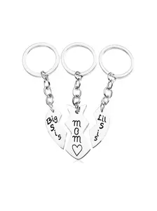 3 Pcs Stainless Steel Mother-Daughter Keychains, Heart Pendant Charm, Durable and Fashionable Accessory for Women, Ideal for Family Use