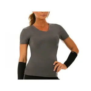 InstantFigure Activewear Compression Short Sleeve V-Neck Top AWT023 Women's Performance Shapewear - Short Sleeve Athletic Compression Shirt, Professional Grade 72% Nylon And 28% Spandex Blend, Made In USA Quality