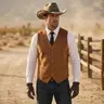 Men's Retro Classic Sleeveless Button Vest - Suede-Like Soft Wool-Poly Blend V-Neck Denim-Friendly Snap-Closure Slim-Fitted Grey Western Waistcoat for Menswear Tops