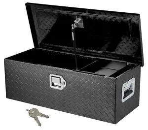 GARVEE 30 Inch Aluminum Truck Tool Box, Truck Bed Storage Box with Security Lock and Wider Handles, Heavy Duty Waterproof Tool Box Organizer Chest for Pick Up Truck Rv Trailer,Black