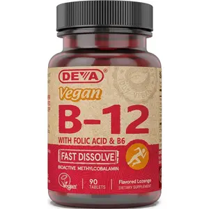 Vitamin B12 Fast Dissolve 1000mcg with B6 & Folic Acid – Methylcobalamin Vegan Supplement for Energy & Nerve Health – Lemon Flavor