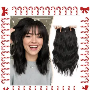 Volume Boosting Wavy Hair Topper – 14 Inch Natural Hairpiece with Bangs for Thinning Hair & Instant Fullness
