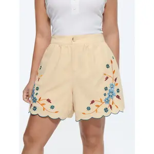 BLOOMCHIC Plus Size Cotton Colorful Floral Embroidered Pockets Shorts[M-6X] 2026 Spotlight, Summer wins, Deals for you days