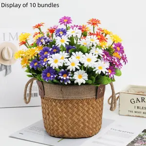 Artificial Daisy Flower, 10 Bundles Faux Flower, Outdoor UV Protection Fake Daisy, Suitable for Home Window Box, Garden Flower Pot, Indoor and Outdoor Decoration, Plant, Bouquet, Decorative Flowers, Artificial Plants