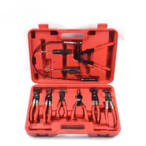 Pipe Clamp Set 9 Pieces, Wire Puller Tool Kit, Pipe Clamps for Water Pipes, Straight and Curved Types, Easy Installation, Durable Construction