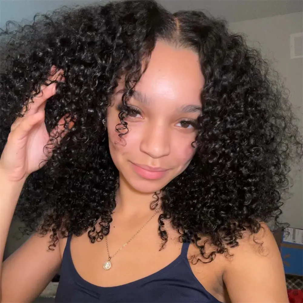 Wiggins Hair Ready & Go Short Curly 7x4 Pre-Cut Lace Closure Human Hair Wig Glueless Wig Human Hair