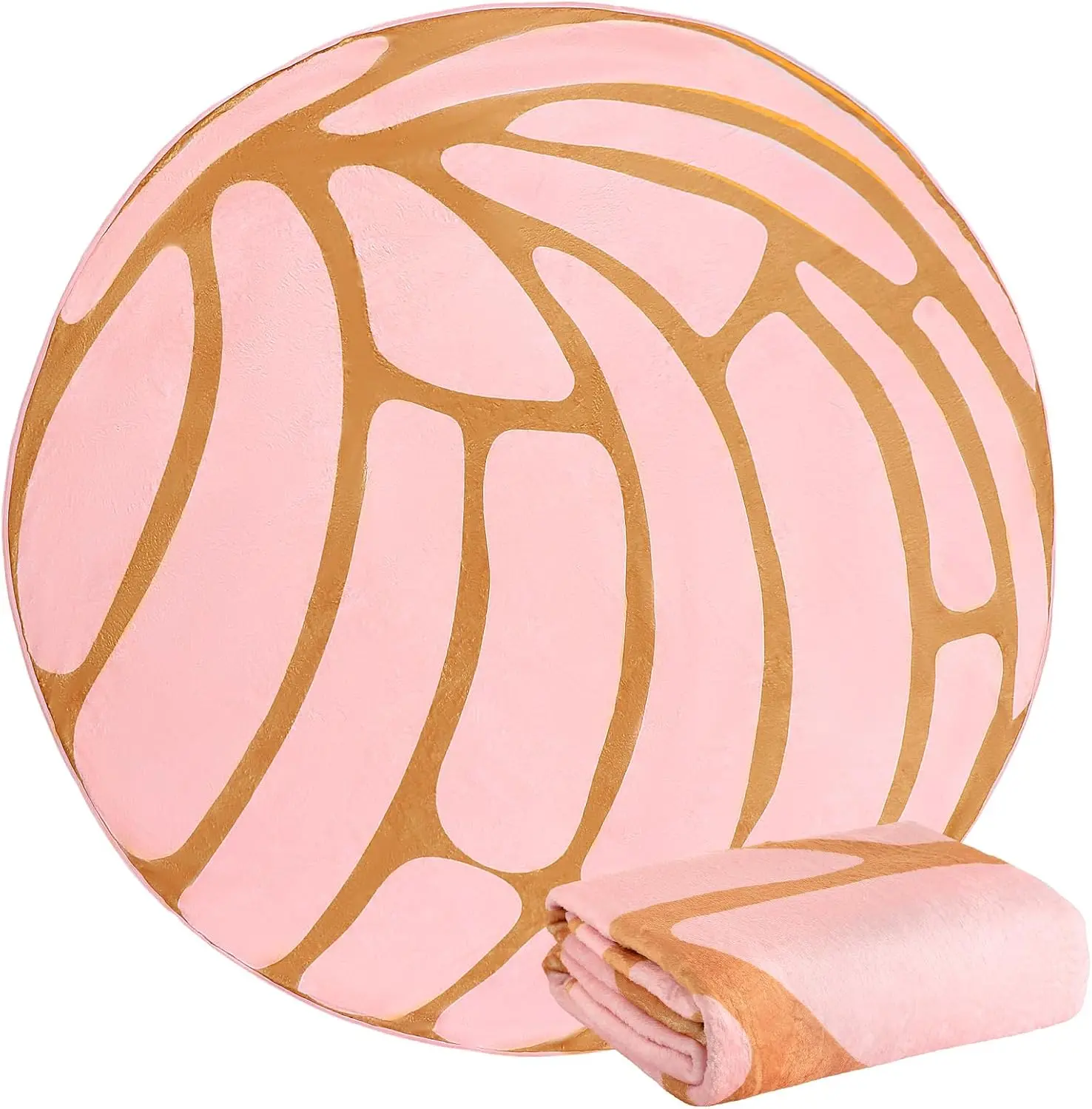 Modern Mexican Theme Concha Pan Dulce Round Flannel Blanket - Soft, Durable, Non-Customized Blanket for Adults, Couch Sofa Throw, Coffee Shop Decor, Birthday Gift, Christmas Decoration, Soft Blankets, Flannel Blankets