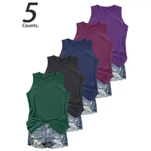 Women's Solid Round Neck Tank Top, Casual Sleeveless Top for Daily Wear, Ladies Clothes for All Seasons 0 0 Tanktop Gamis