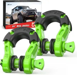 Nilight 2 Pack 3/4" Mega D-Ring Shackle with 7/8" Screw Pin 68,000LBS Break Strength, Heavy Duty Off Road Recovery Shackle for Use with Tow Strap, Winch, Off-Road Jeep Truck Vehicle