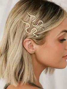 2 Pcs European Style Women's Metal Snake Hair Clips, Vintage Antique Gold Side Clip, Unique Dark Fashion Hair Accessories