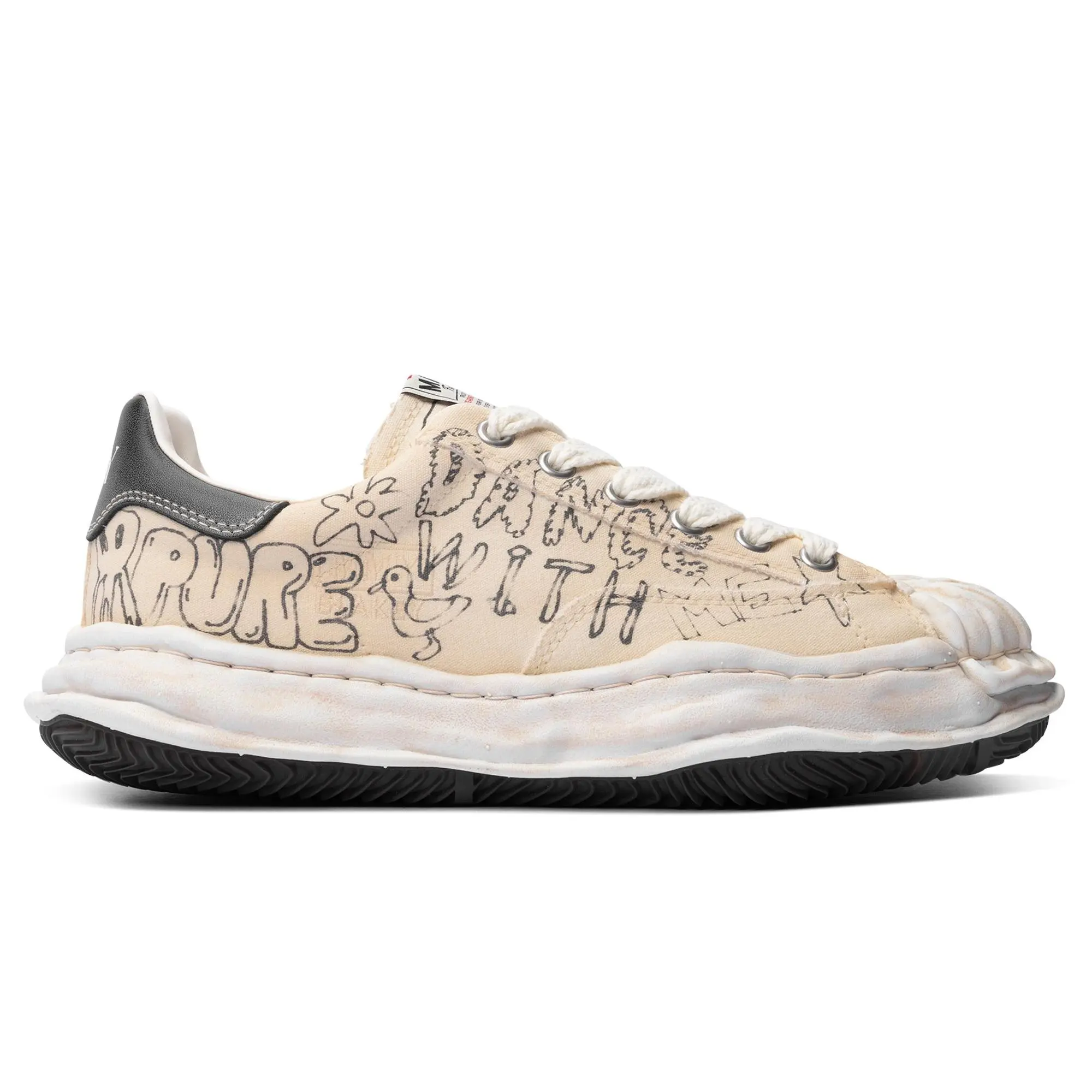 Maison Mihara Yasuhiro "BLAKEY" OG Sole Graffiti Printed Canvas in White