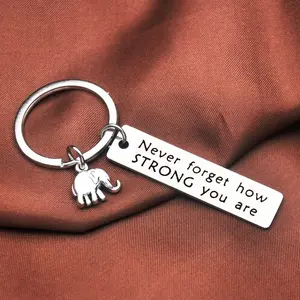 Never Forget How Strong You Are Engraved Keyring Cute Elephant Charm Keychain Gift For Friend Mother Aunt Daughter Niece Grandma For Birthday Special Occasion