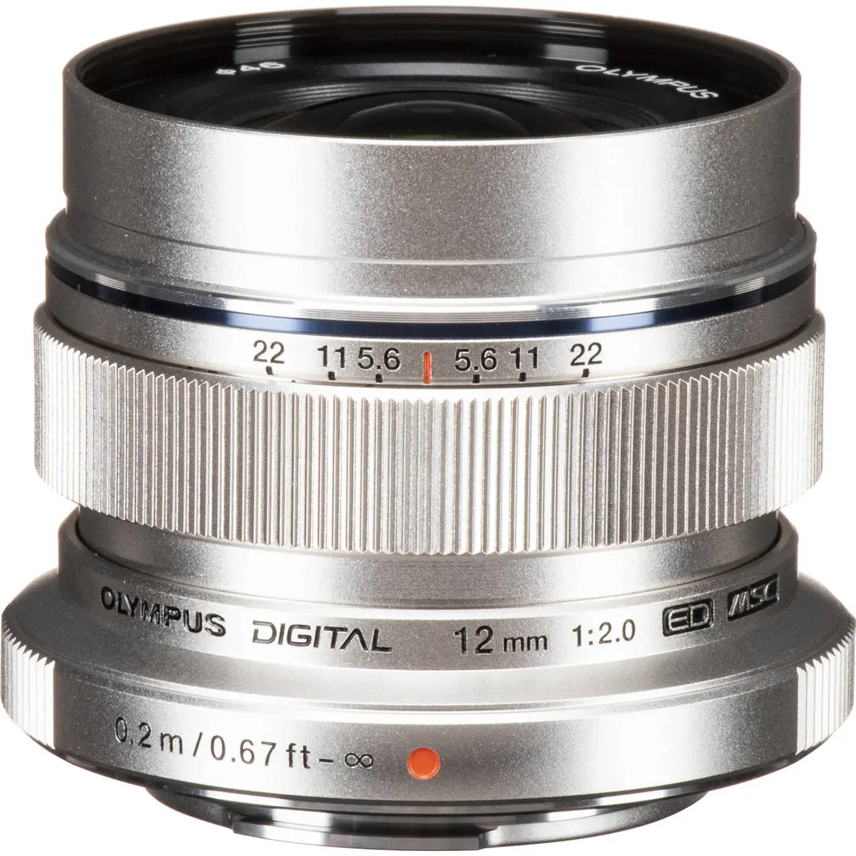 Olympus M.Zuiko Digital ED 12mm f/2 Lens, for Micro Four Thirds, Silver