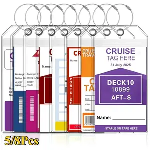 5/8Pcs Essential Luggage Tags Holder, Transparent Cruises Luggage Tags, Cruise & Travel Identification Badges (Without Cards) for Carnival, NCL, MSC Cruises, and Princess Ships Offer