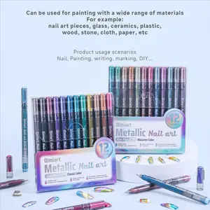 12-Color Nail Art Pen, Waterproof Fast-Drying Acrylic Marker, Ultra-Fine Tip, Non-Stopping Ink, DIY Painting Marker, Tattoo Marker, Drawing Pen