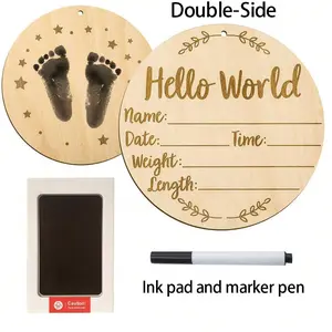 Newborn Birth Announcement Sign, Custom Engraved Wooden Baby Name Plaque, Christmas Animal Style, Newborn Photo Prop, Hello World Footprint, Wooden Letter Sign