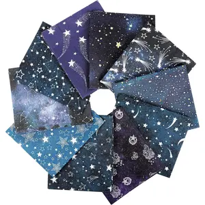 25 Options 100% Cotton Quilting Fabric Bundles 10pcs Fat Quarters 18”x21” Medium Weight 5.2 oz Soft Cotton for Quilting Sewing Project Patchwork DIY Crafts Starry Sky