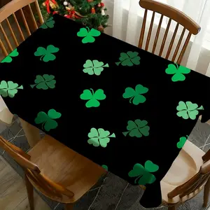 1 pc St Patrick's Day Shamrock Tablecloth, Perfect for Picnics Camping Weddings Birthdays Restaurants Buffets, Washable Table Cover, Home Decor
