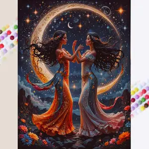 1 DIY diamond painting kit, 5D diamond art set, DIY decoration, starry sky moon Galaxy diamond painting kit full round drills, mosaic, diamond art, DIY art home decor, suitable for Christmas.