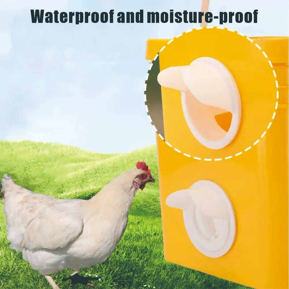 Chicken Feeder Kit with 6 Feed Ports, DIY Gravity Poultry Feeder Dispenser for Buckets, Barrels and Dry Feed