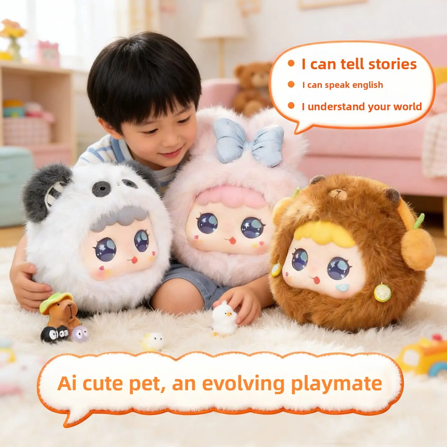 AI Evolving Electronic Pet Interactive Puppy Toy - Unisex Rechargeable RC Toy, Budget Cartoon Intelligent Doll, Cool Gift for Kids 3-4 Years Old, Yes